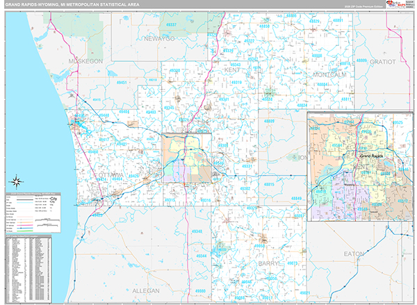 Grand Rapids-Wyoming Metro Area Wall Map